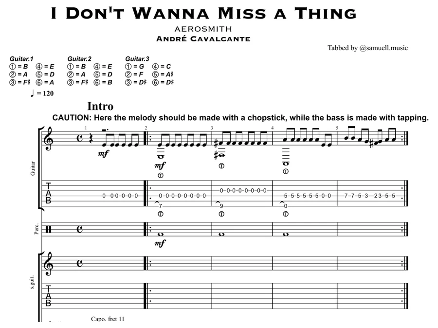 I Don't Wanna Miss a Thing — sheet music preview