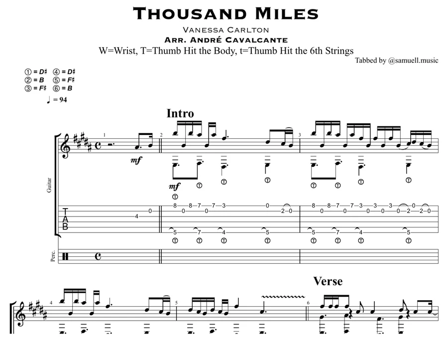 A Thousand Miles — sheet music preview